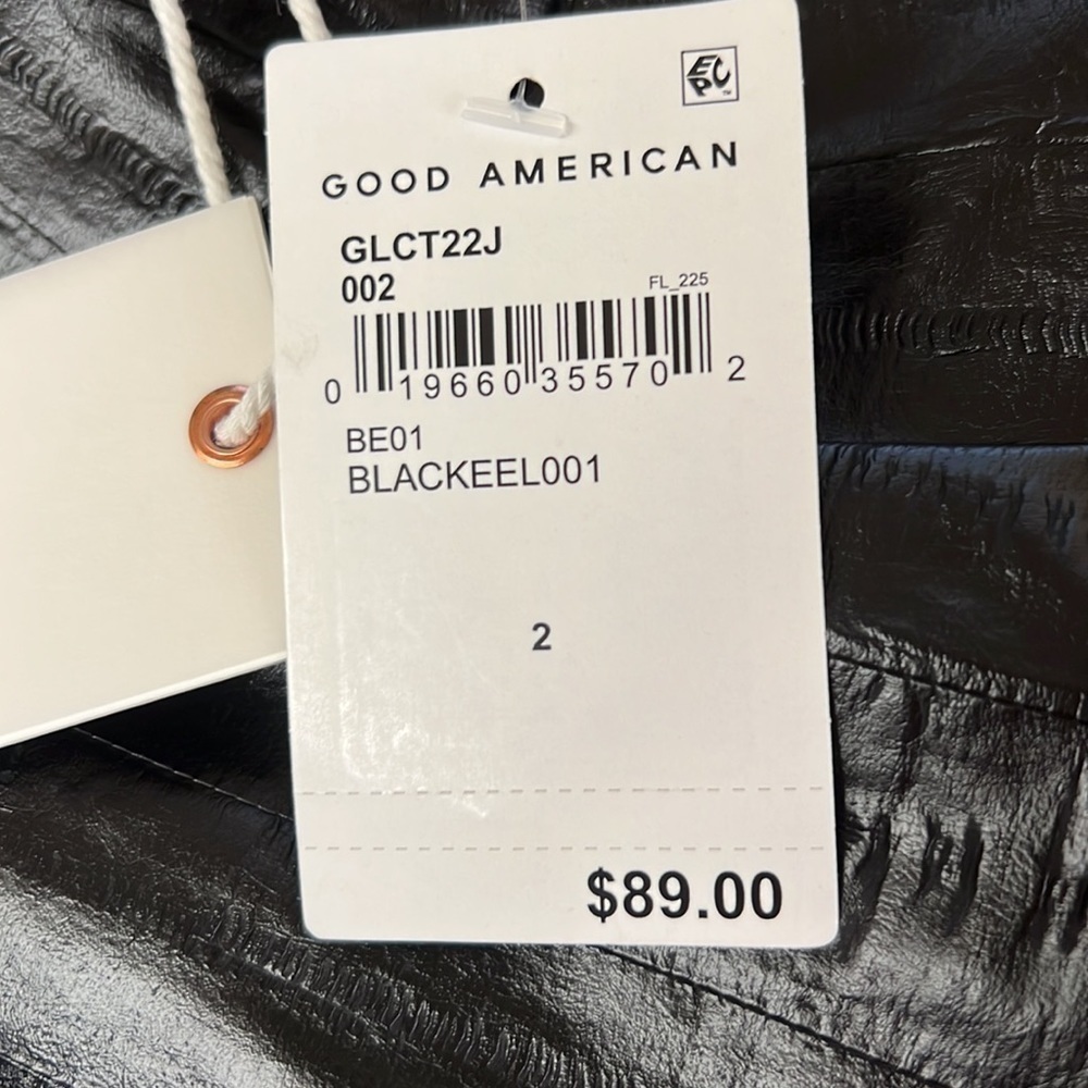 Good American Size 3 Black Grunge Biker Faux Eel Leather Back Zip Vest - Picture 4 of 7